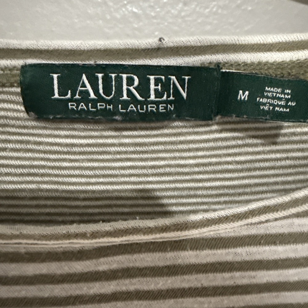 Lauren Ralph Lauren Blouse Womens Medium M Striped Long Sleeve Round Neck Top - Picture 2 of 8